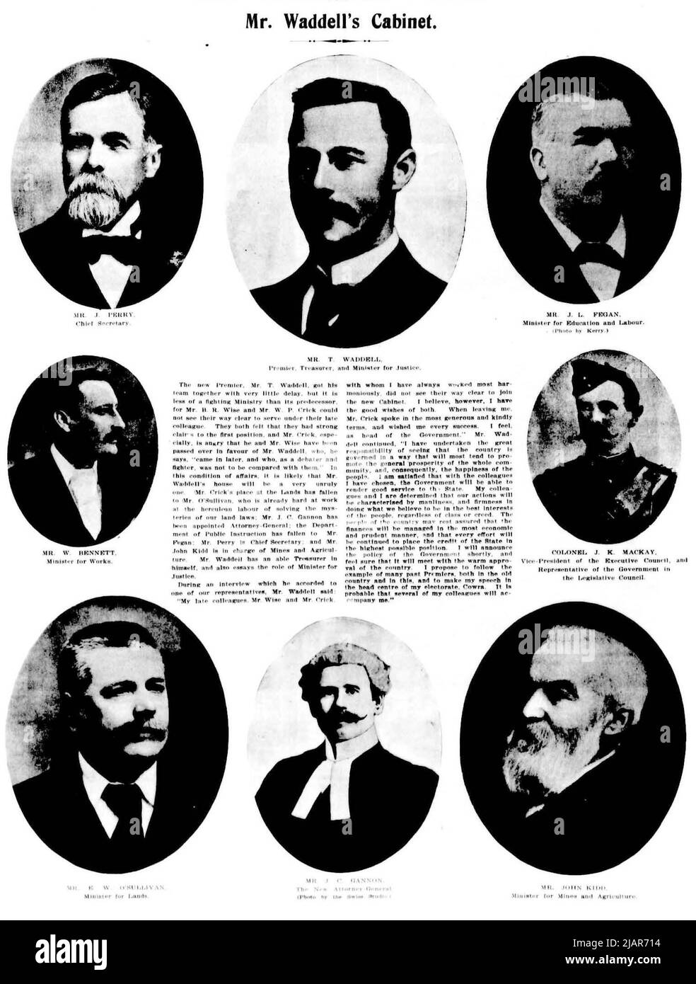 Ministère du gouvernement de la Nouvelle-Galles du Sud dirigé par Thomas Waddell ca. 1904 Banque D'Images