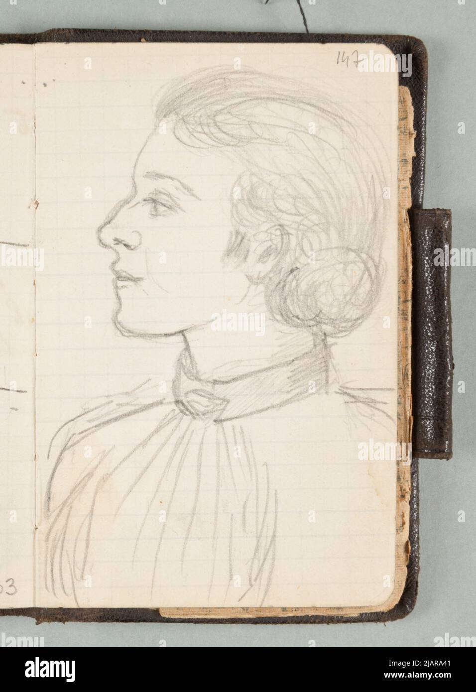 Portrait d'une jeune femme dans un buste / croquis de la tête d'un ...