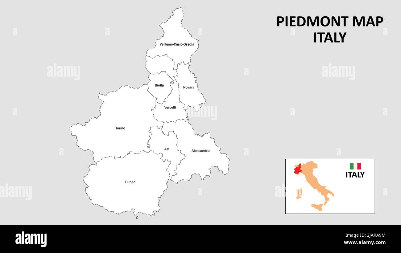 Carte du Piémont. Carte de l'état