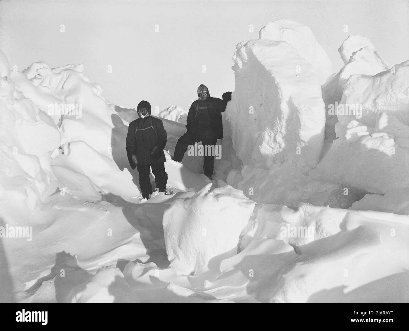 Frank Wild et Ernest Shackleton pendant l'expédition transantarctique impériale ca. Début 1900s Banque D'Images