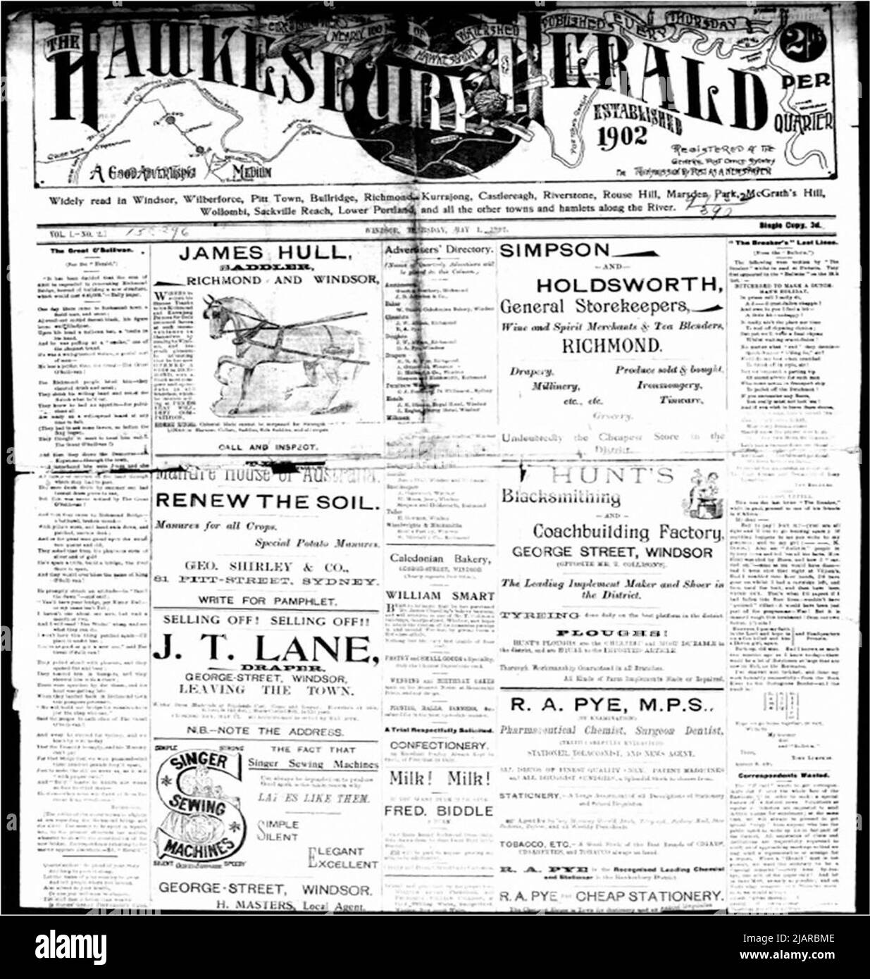 Couverture d'un journal historique de Nouvelle-Galles du Sud, Australie ca. 1902-1955 Banque D'Images