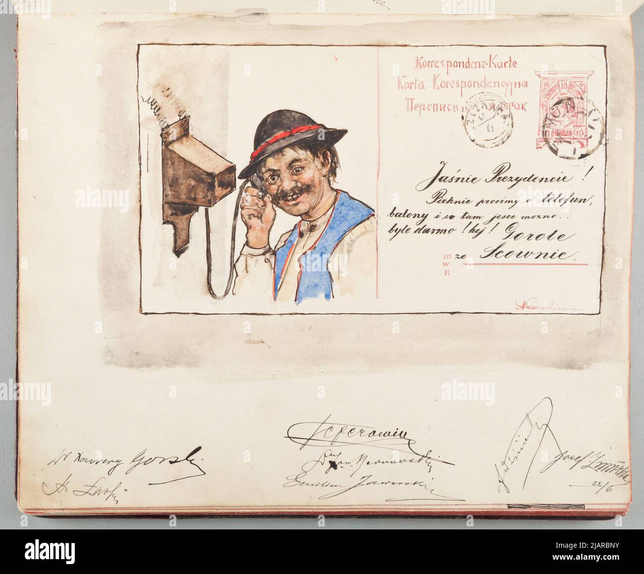 Livre commémoratif des activités de l'usine Szczawnicki dessin sous forme de carte postale Kozakiewicz, Antoni (1841 1929) Banque D'Images