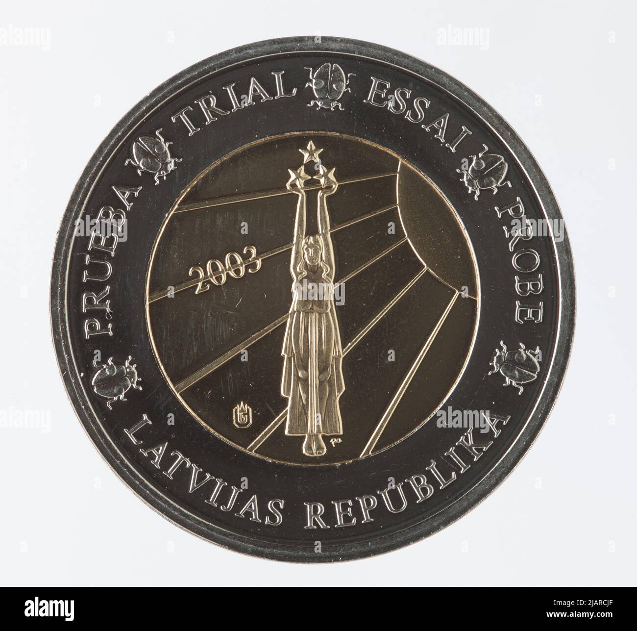 Euro Collection un modèle de pièce, 2 euros pour la Lettonie; 2003 Banque D'Images