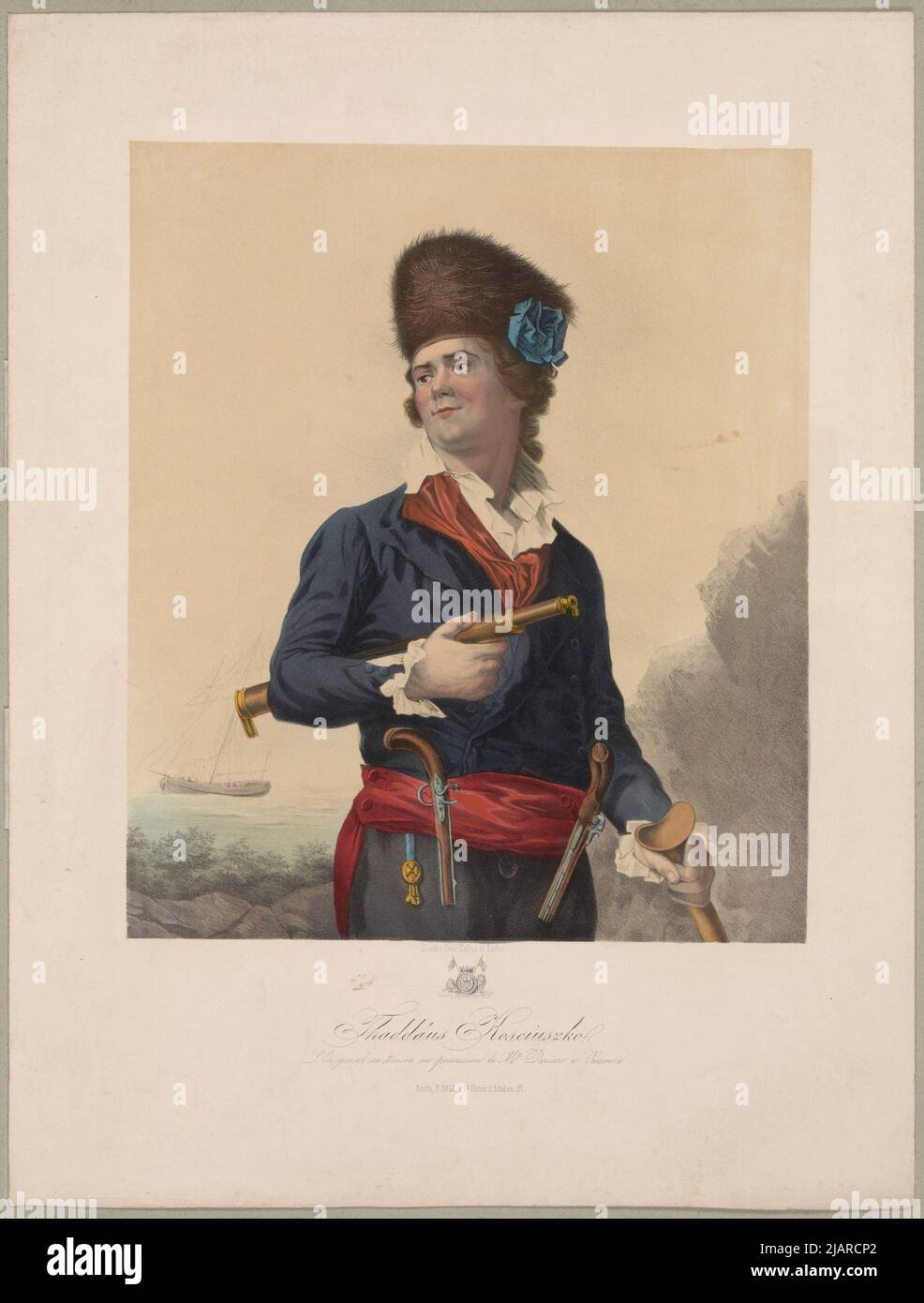 Tadeusz Kościuszko (Andrzej Tadeusz Bonawentura Kościuszko des armoiries Roch, 1746 Mereczowszczyzna 1817 Sola) général, participant à la guerre pour l'indépendance des États-Unis, le plus haut chef des forces armées nationales qui dirige l'insurrection de Kościuszko inconnue, usine de Litographie: Sala F. & CO Banque D'Images