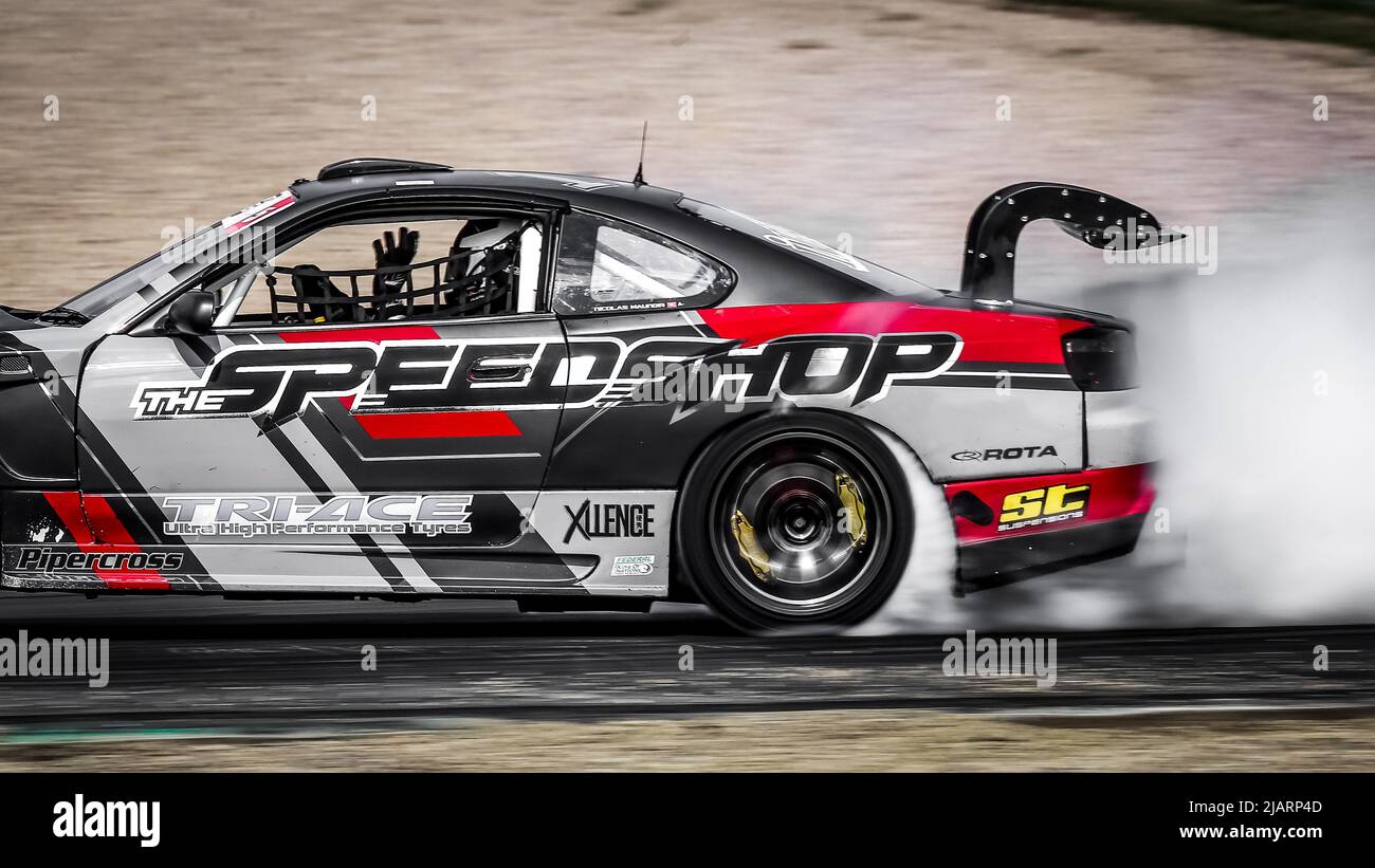 Oschersleben, Allemagne, 31 août 2019: Nicolas Maunoir pilotant la Nissan Silvia S15 pendant la dérive des rois Europe Round 6 Allemagne Banque D'Images