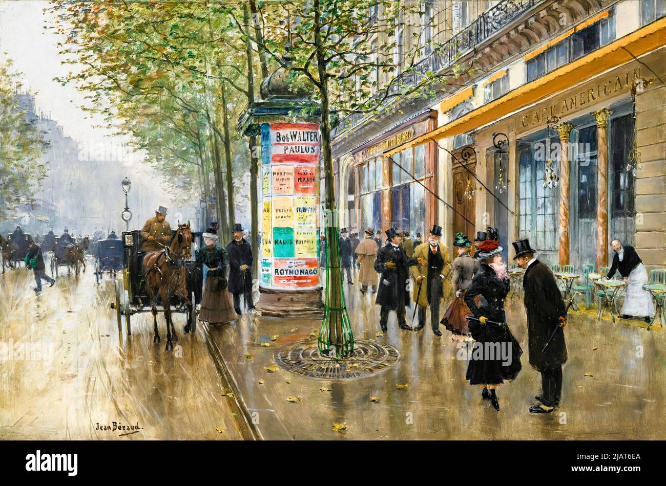 Jean Beraud, peinture à l'huile sur panneau, les Grands Boulevards (café Américain), vers 1890 Banque D'Images