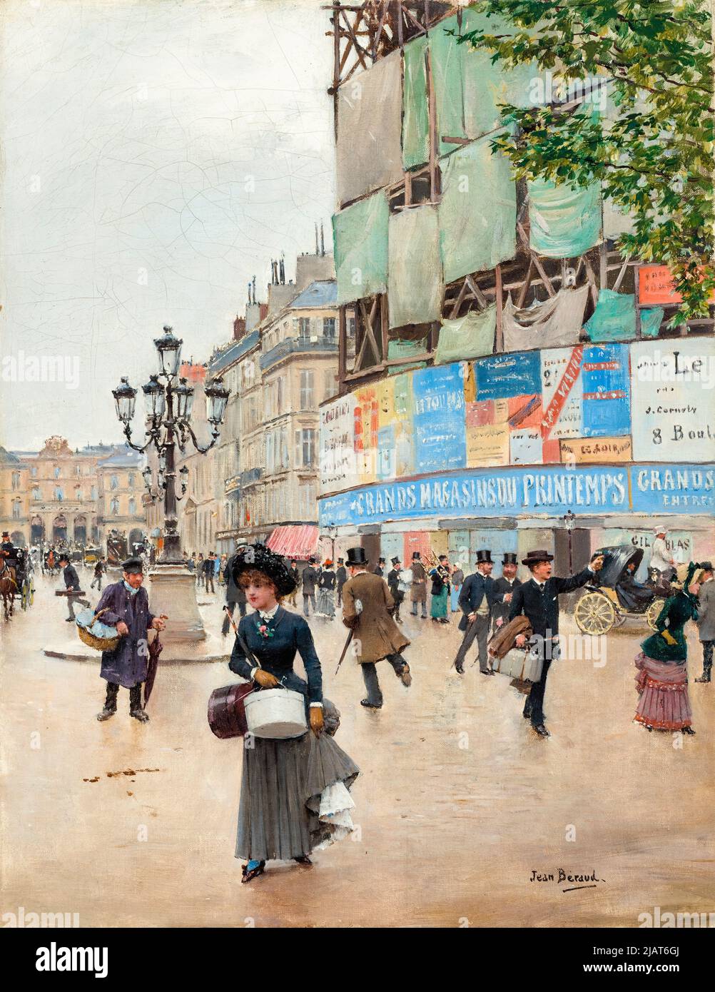 Jean Beraud, Paris : rue du Havre, peinture à l'huile sur toile, vers 1882 Banque D'Images