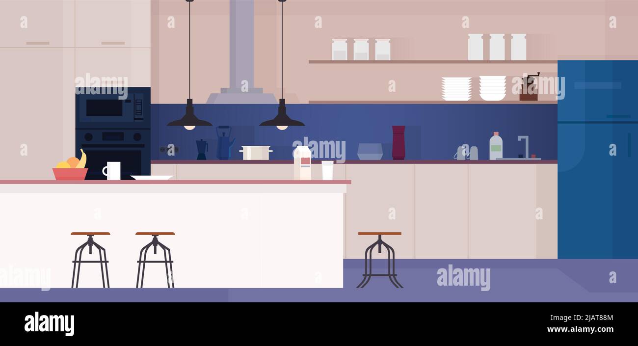 Cuisine moderne avec mobilier. Illustration vectorielle. Illustration de Vecteur