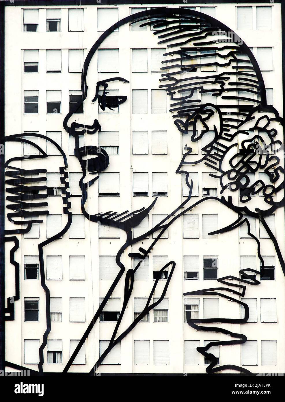 BUENOS AIRES, ARGENTINE – FÉVRIER 22. 2015: Grand portrait de Maria Eva Duarte de Peron décoré sur la façade du Minist du développement social Banque D'Images
