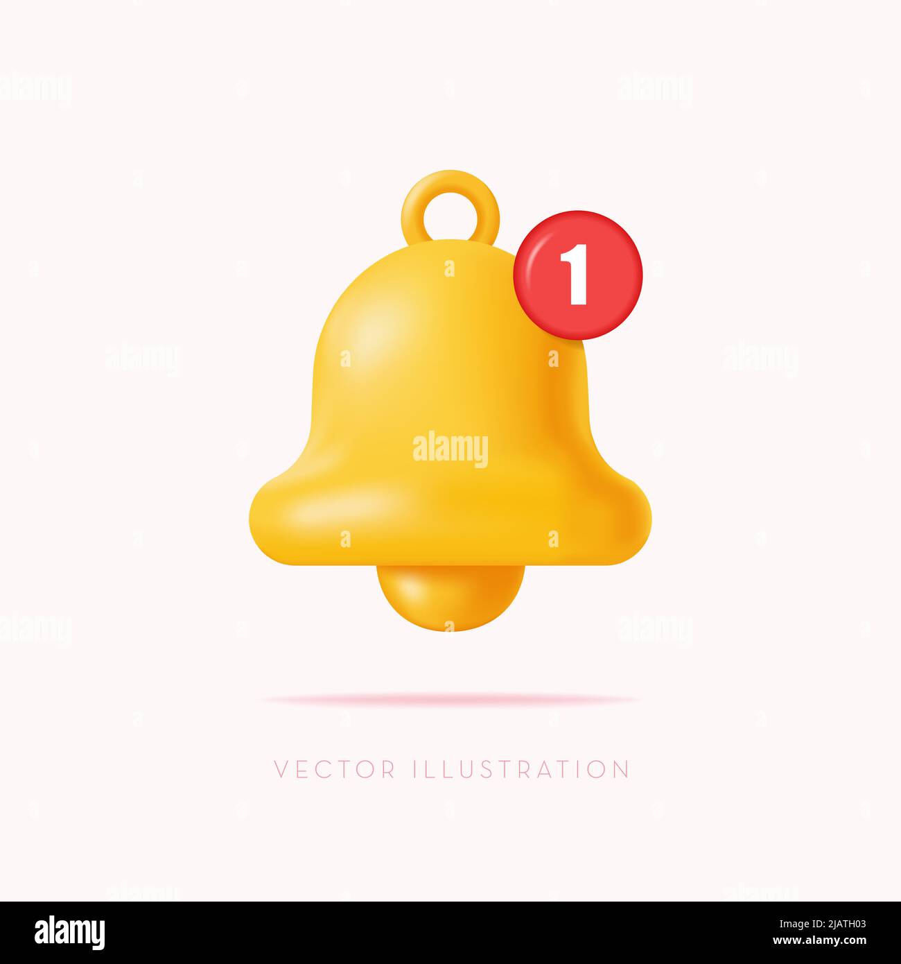 3D sonnerie de message de notification. Une notification de rappel. Illustration vectorielle de style 3D minimum Illustration de Vecteur