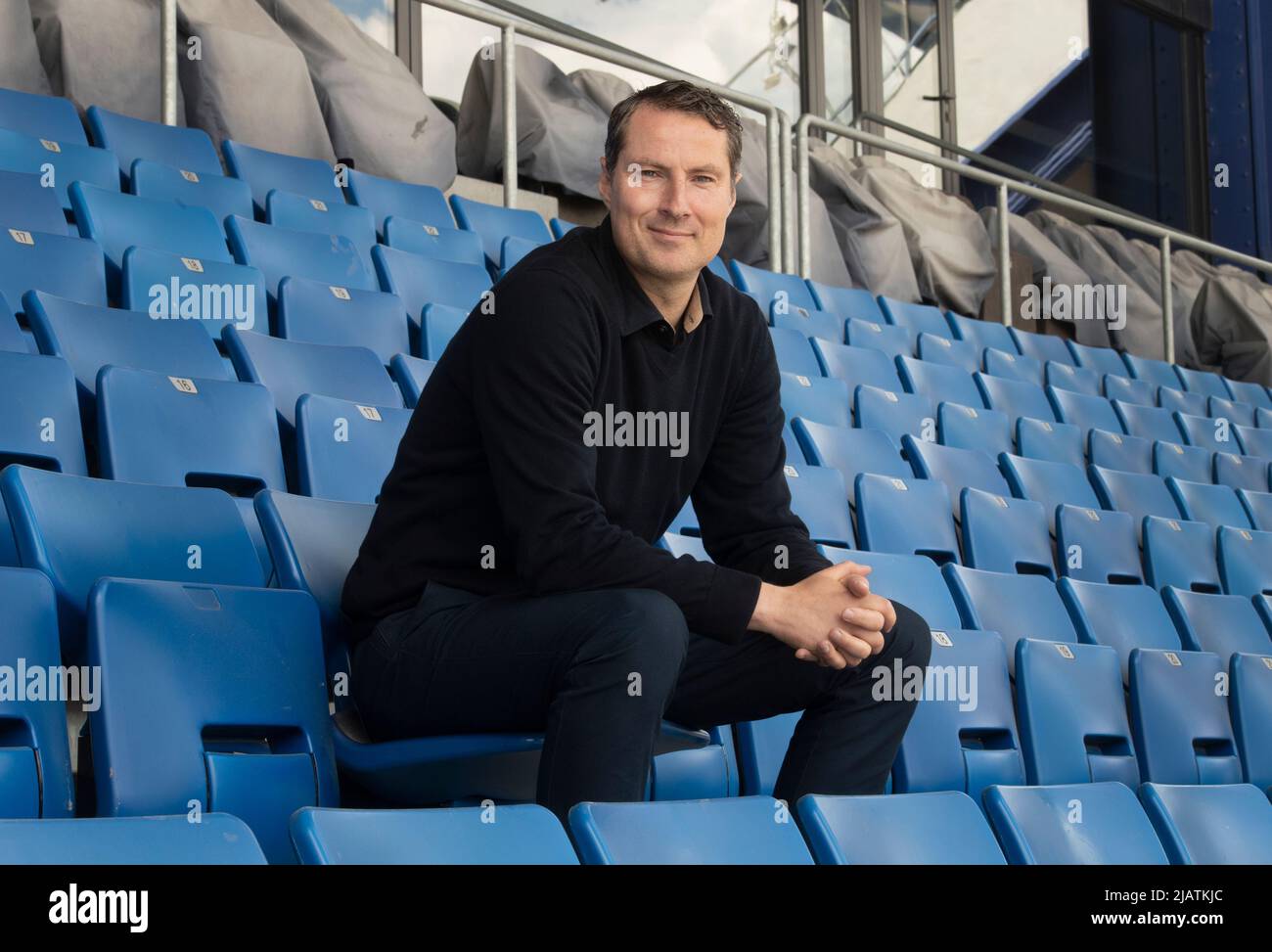 Prague, République tchèque. 01st juin 2022. Brian Priske, nouvel entraîneur en chef de l'équipe de football AC Sparta Praha, pose au stade Sparta, sur 1 juin 2022, à Prague, République tchèque. Credit: Michaela Rihova/CTK photo/Alay Live News Banque D'Images