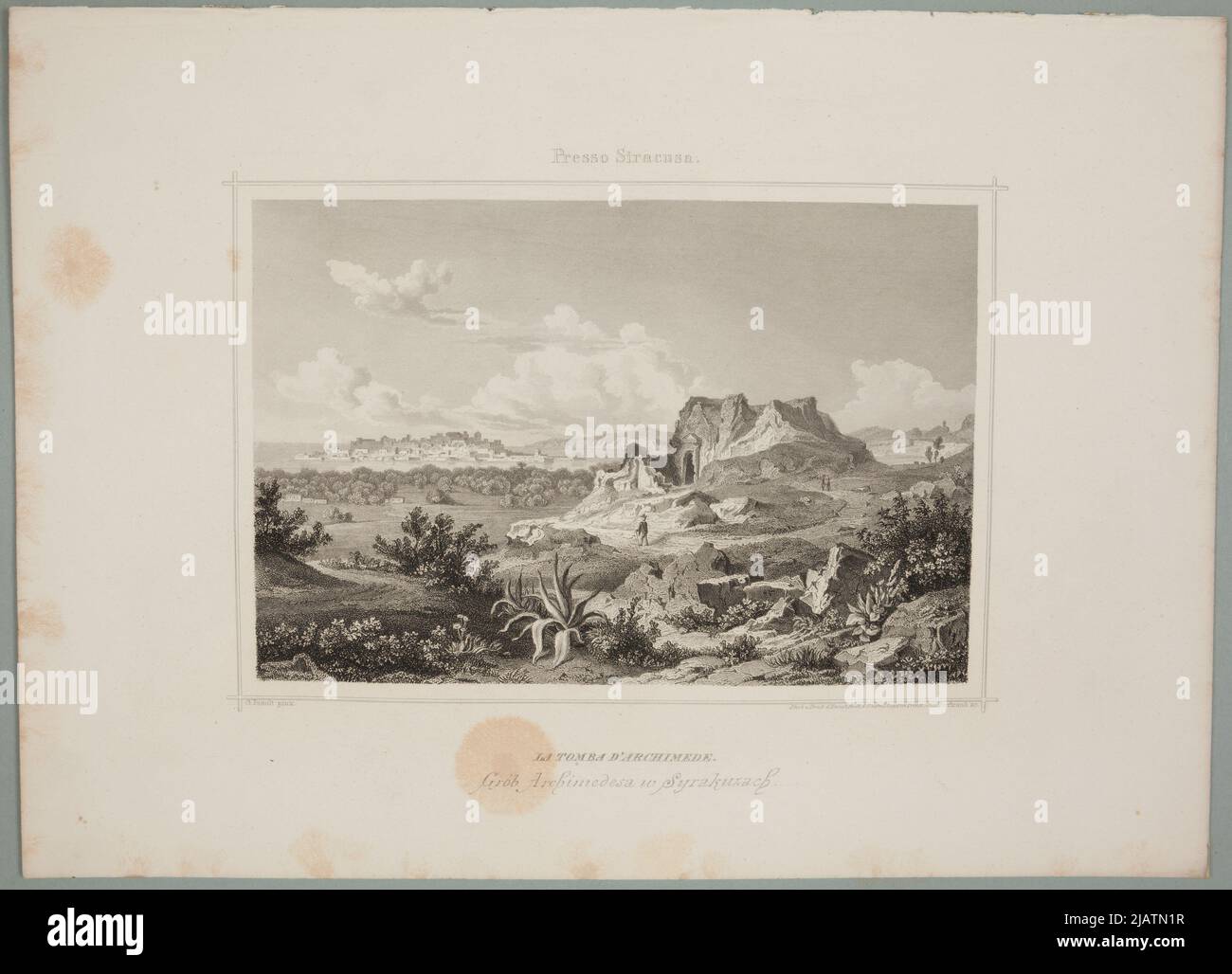 Tombe d'Archimedes à Syracuse Album de gravures Bertrand, C, Pezolt, George (1810 1878), Stich u Druck d. Art au lieu de d. Oestr.lloyd à Trieste Banque D'Images
