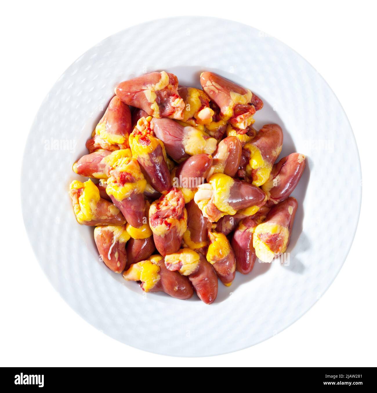 Vue de dessus des cœurs de poulet crus avec des légumes frais Banque D'Images