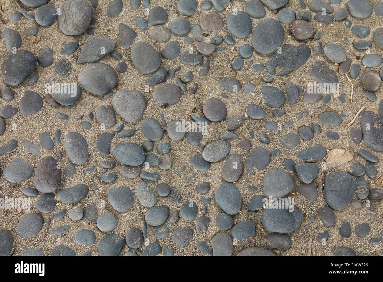pierres plates lisses sur une plage Banque D'Images