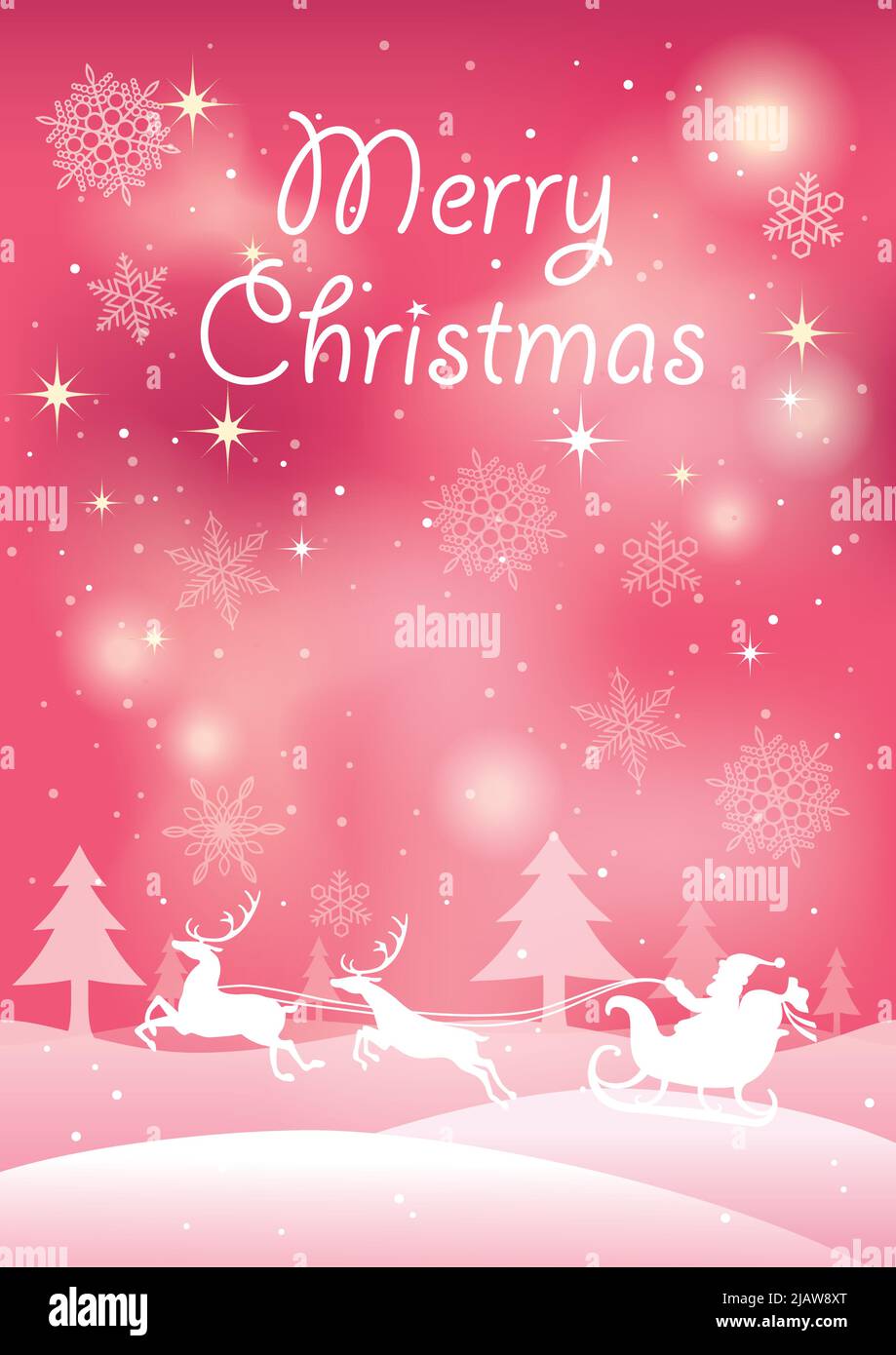 Illustration de Noël avec le Père Noël et le renne dans une forêt enneigée. Illustration vectorielle avec espace de texte. Illustration de Vecteur