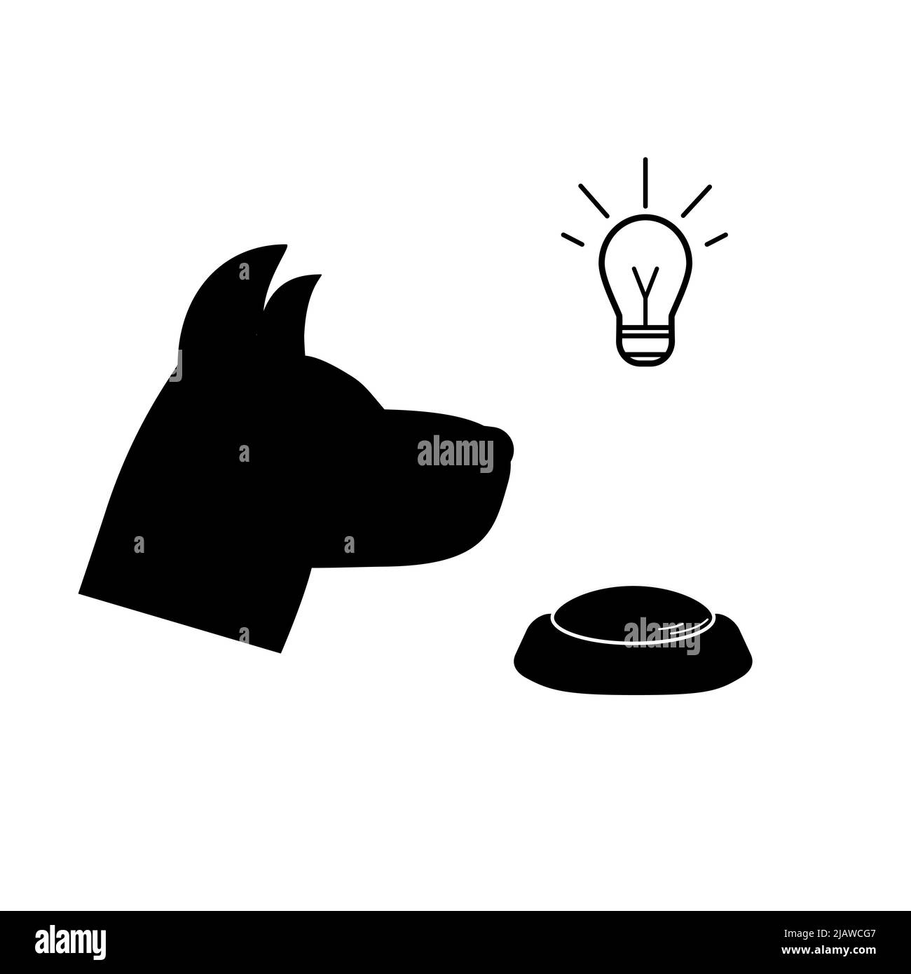 Icône de chien de Pavlov sur fond blanc. Illustration vectorielle. Noir et blanc Illustration de Vecteur