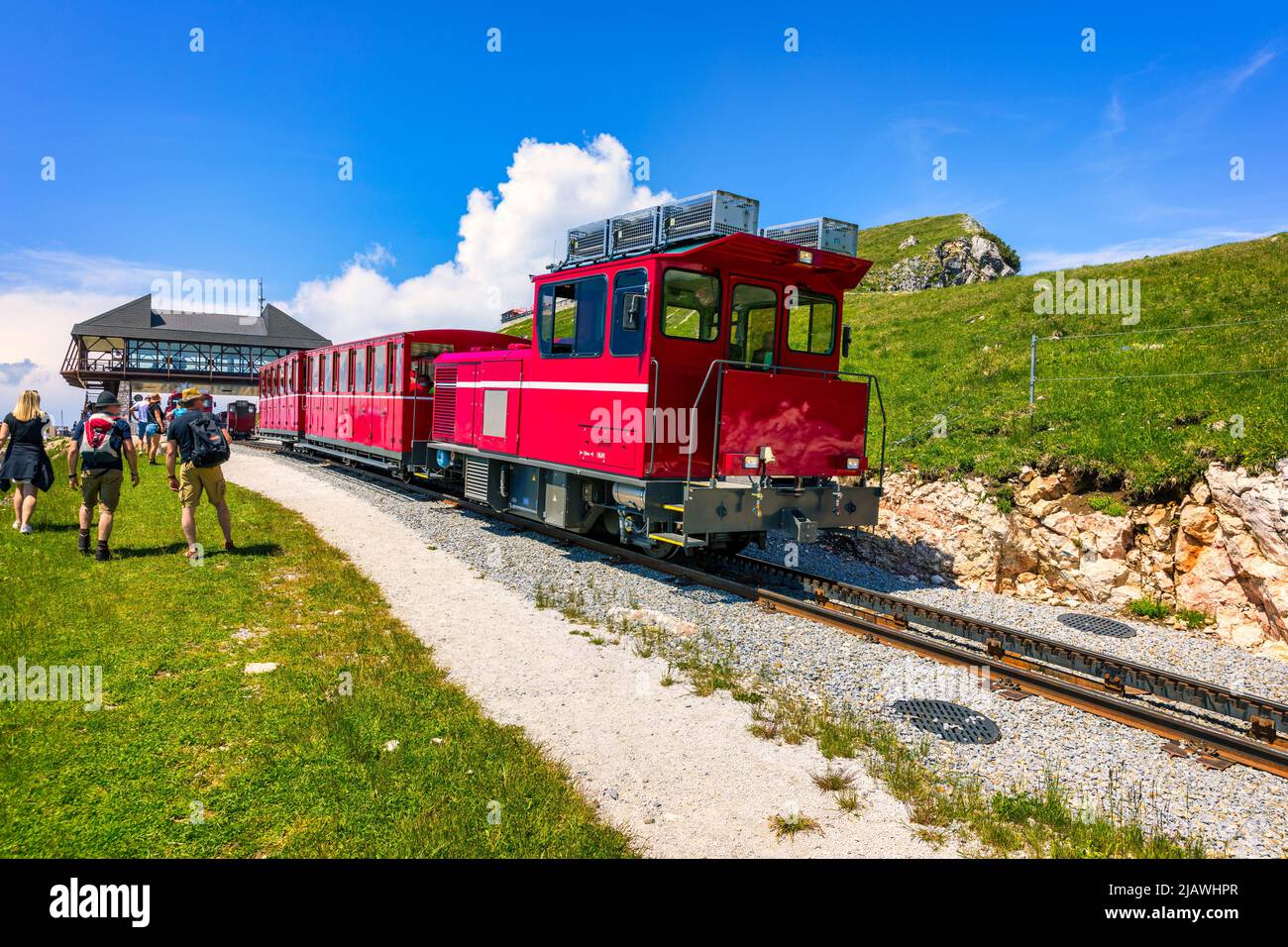 Chemin de fer Schafberg, chemin de fer à crémaillère d'une jauge de mètre en haute-Autriche et à Salzbourg, de Sankt Wolfgang im Salzkammergut jusqu'au Schafberg. Autriche, Salzkam Banque D'Images