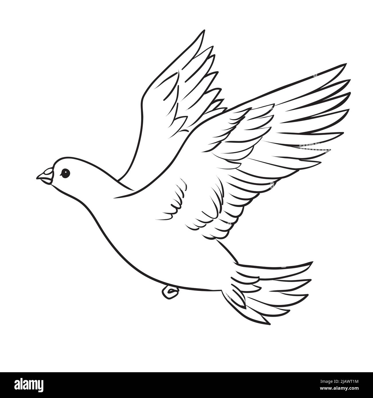 La paix est en paix avec une branche d'olive dans le bec volant et les mains vers le bas. Illustration vectorielle Illustration de Vecteur