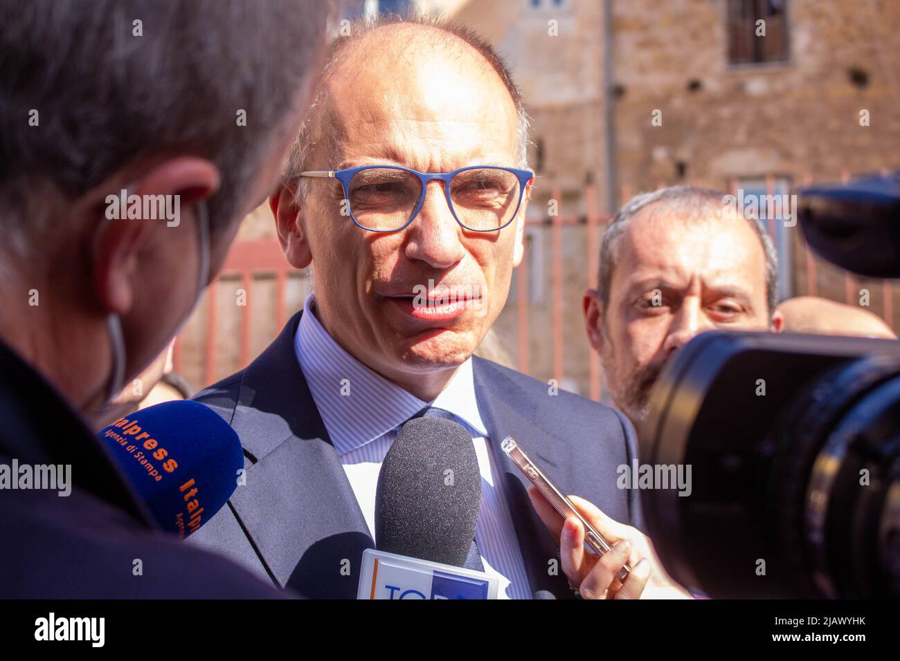 Il segretario del Partito Democratico, Enrico Letta, a Palerme Banque D'Images