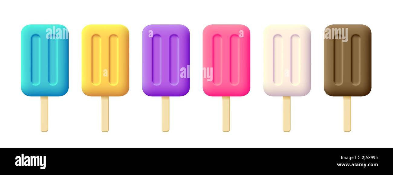 Crème glacée 3D icônes illustration de différentes couleurs, isolé. Illustration vectorielle Illustration de Vecteur
