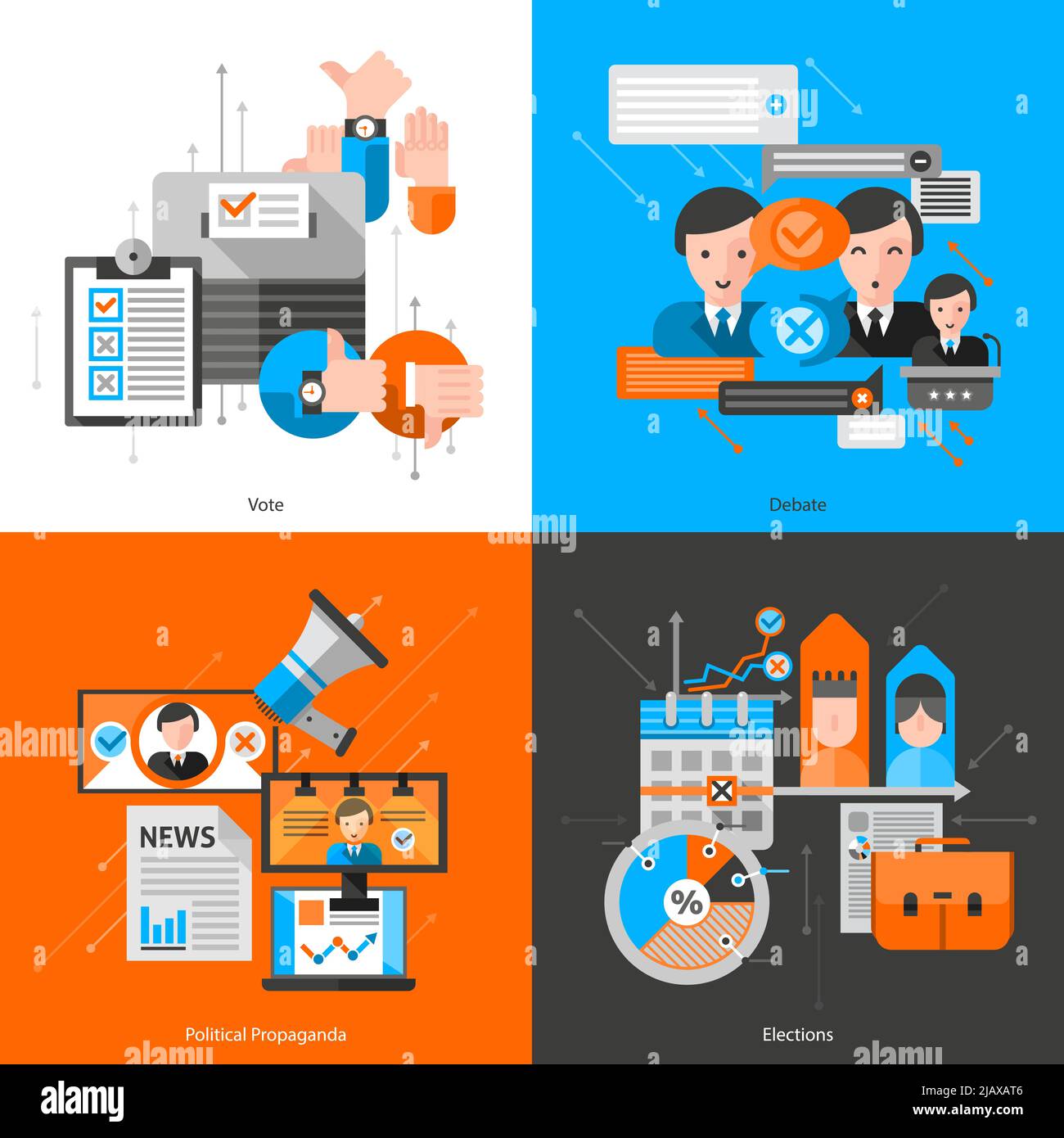 Composition 2x2 pour les élections Rapport de vote et présentation ou illustration vectorielle de site Web Illustration de Vecteur