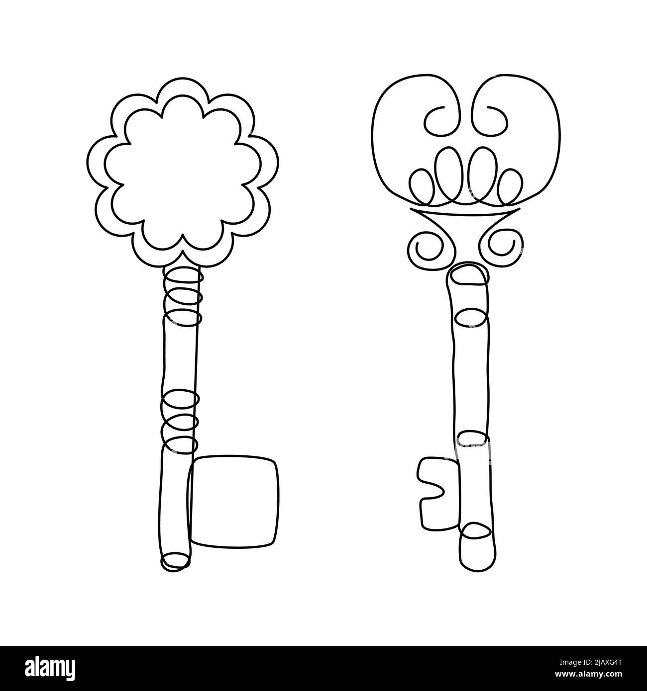 Ensemble d'icônes de touche de ligne continue. Illustration de touches minimalistes. Éléments vectoriels pour la vente immobilière, concept de sécurité Illustration de Vecteur