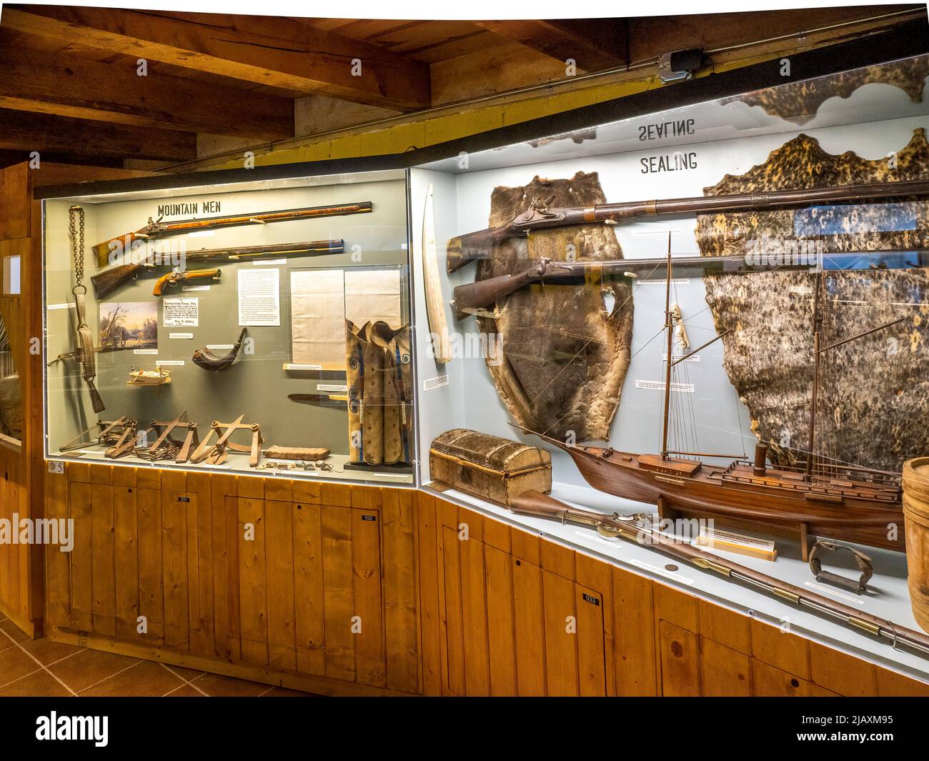 Expositions d'intérieur au Musée du commerce de la fourrure à Chadron, Nebraska, États-Unis Banque D'Images