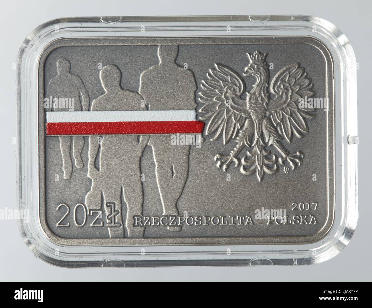 République polonaise, 20 zlotys, Varsovie; 2017 35th anniversaire du soulèvement anticommuniste à la Banque nationale de Pologne de Lubin, Mennica Polska S.A., Surjewska, Dobrochna Banque D'Images