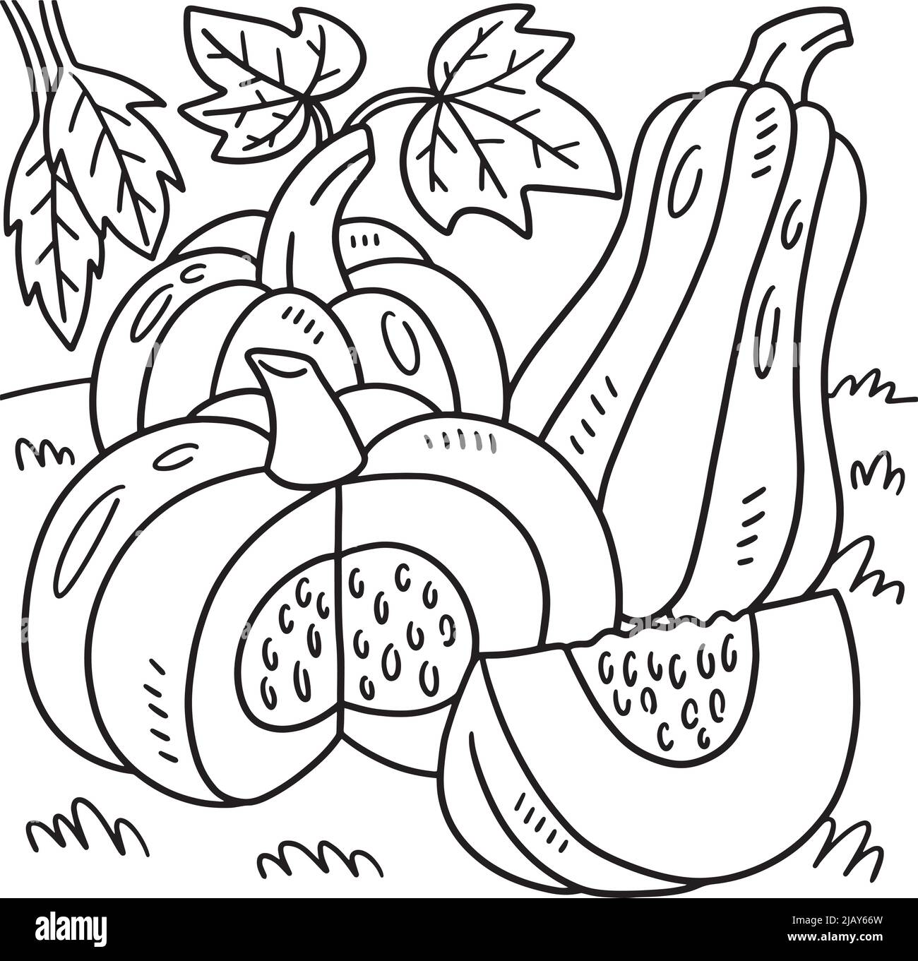 Page de coloriage de citrouille de Thanksgiving pour enfants Illustration de Vecteur
