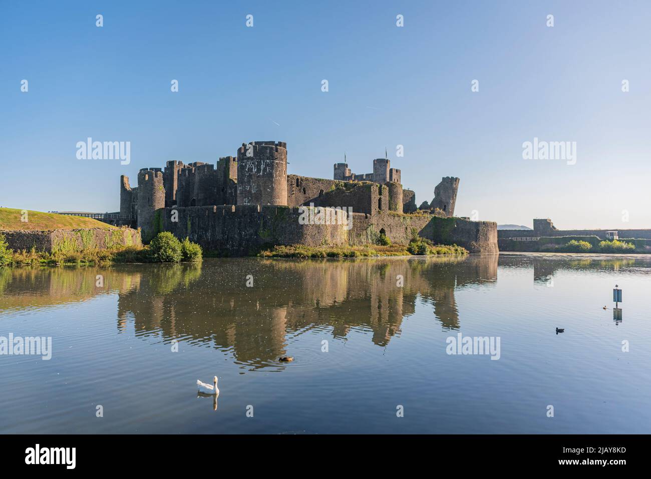 Le château médiéval de Caerphilly, au sud du pays de Galles, au Royaume-Uni. Merci de bien vouloir nous faire savoir : Phillip Roberts Banque D'Images