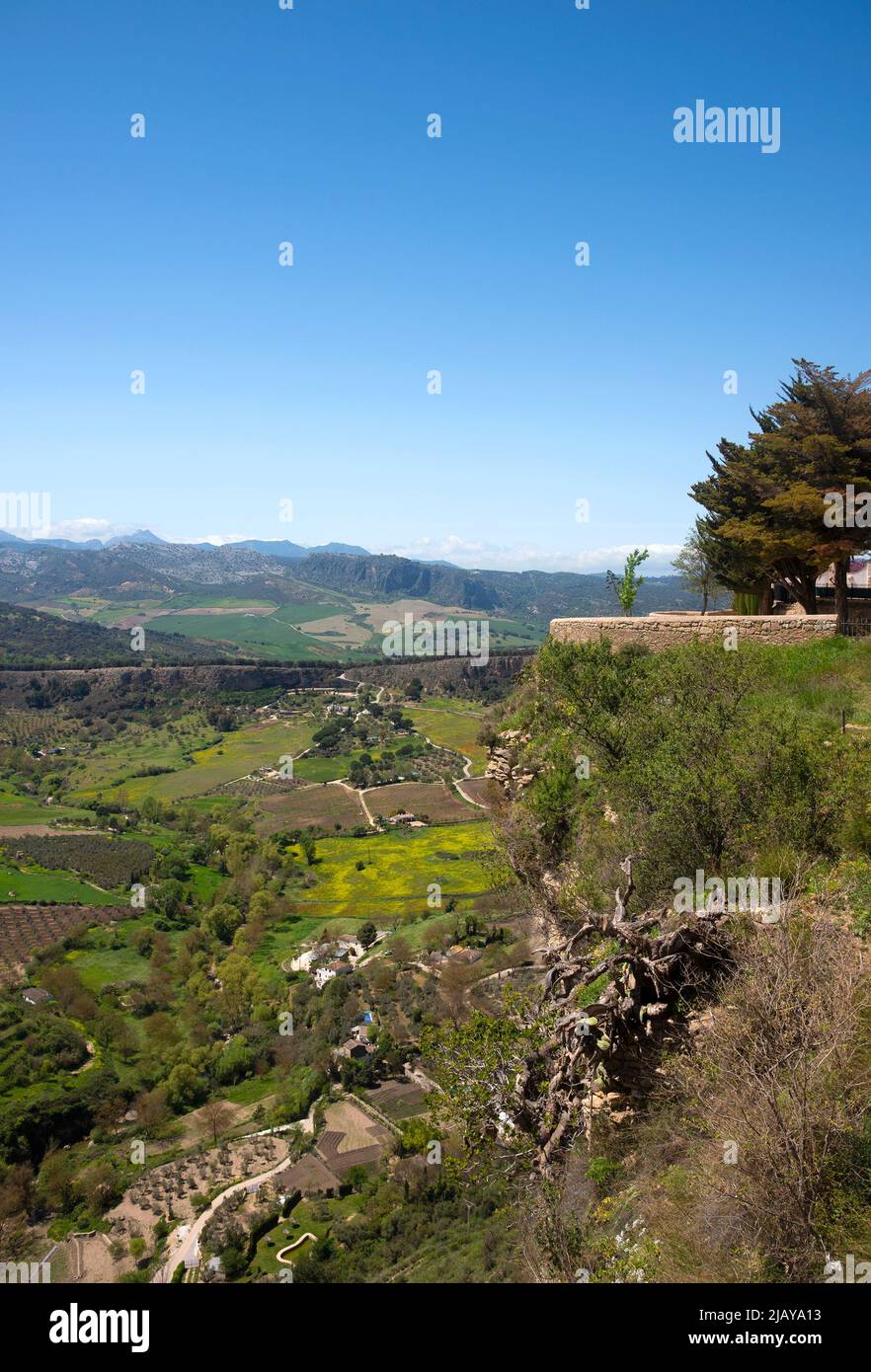Point de vue à Ronda sur les montagnes de Serrania de Ronda en Andalousie Espagne Banque D'Images