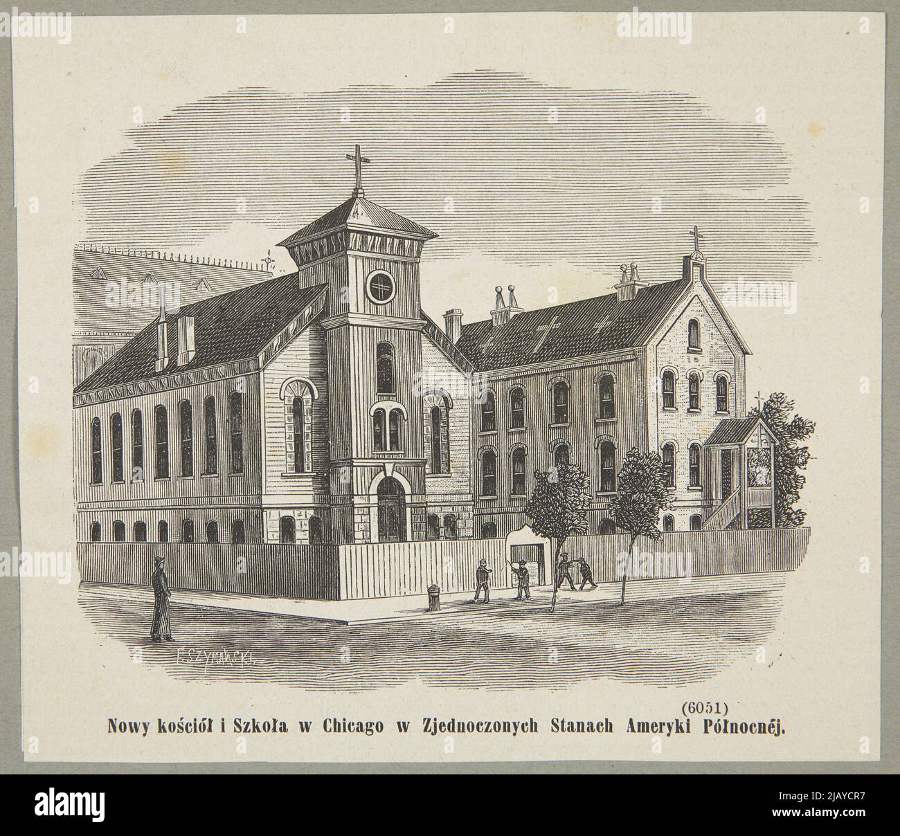 Nouvelle église et école de Chicago aux États-Unis d'Amérique du Nord Szyma ski, Franciszek (FL. 1879 1886) Banque D'Images