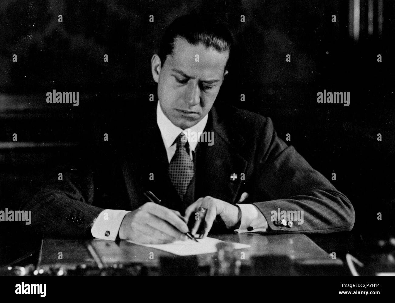 Partie formation du gouvernement italien: L'ancien ministre italien de la propagande, le comte Ciano, fils du duce, a été nommé ministre des Affaires étrangères. 10 juin 1936. Banque D'Images