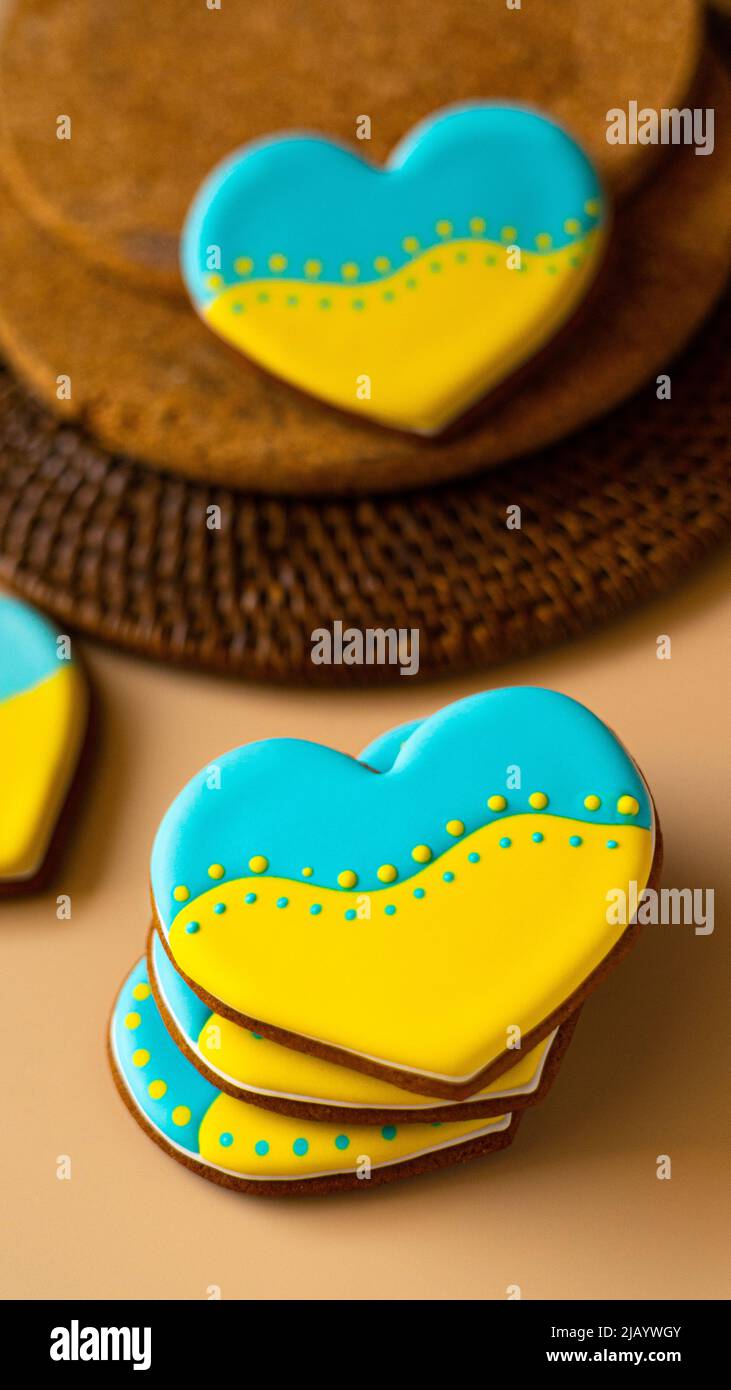 biscuits au pain d'épice avec drapeau ukrainien Banque D'Images