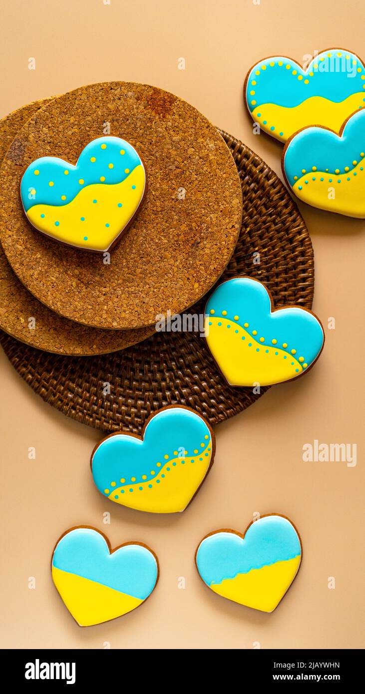 biscuits au pain d'épice avec drapeau ukrainien Banque D'Images