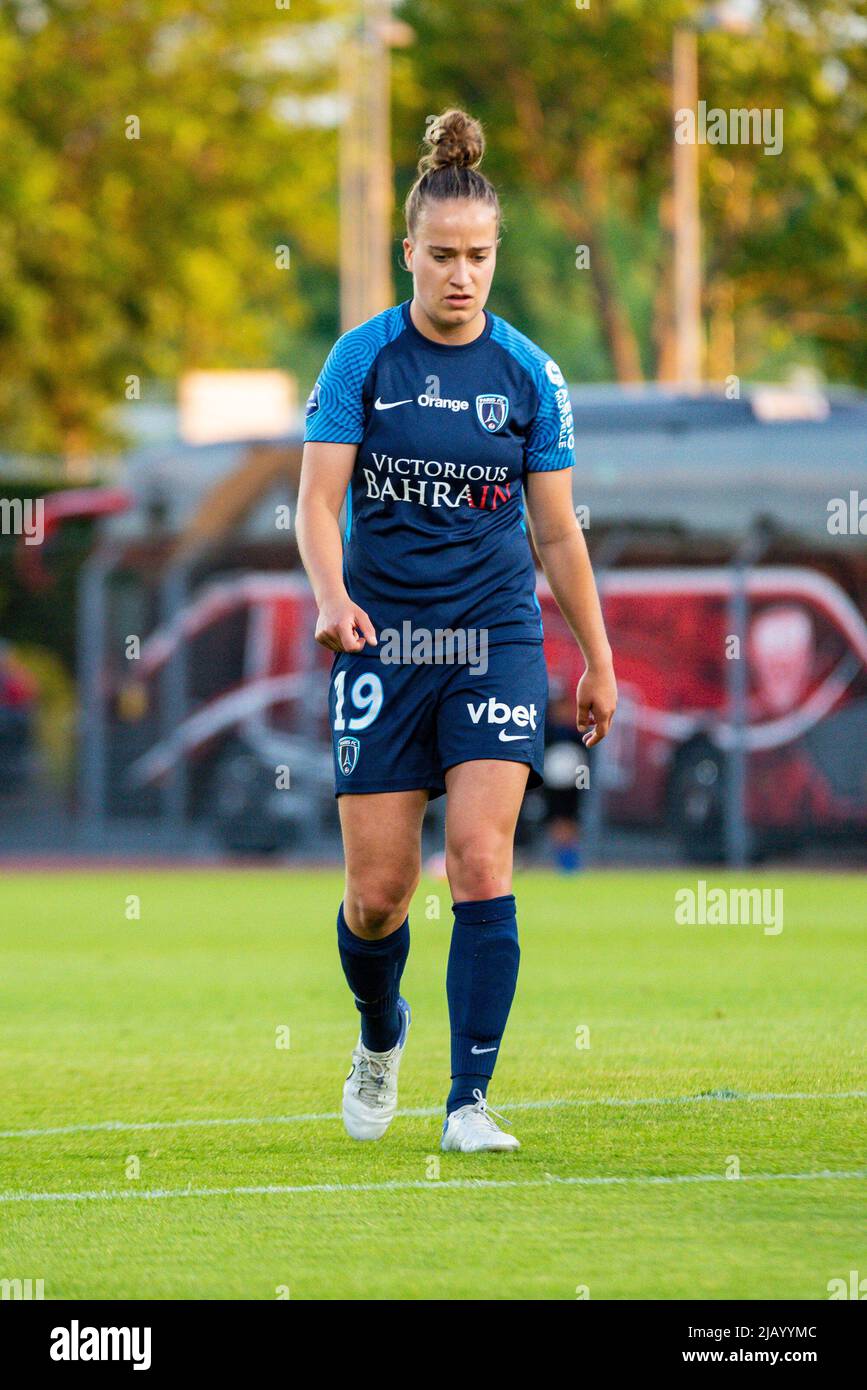 Thea Greboval du FC Paris réagit lors du match de football Arkema du championnat de France féminin D1 entre le FC Paris et Dijon FCO sur 1 juin 2022 au stade Dominique Duvauchelle à Créteil, France - photo: Melanie Laurent/DPPI/LiveMedia Banque D'Images