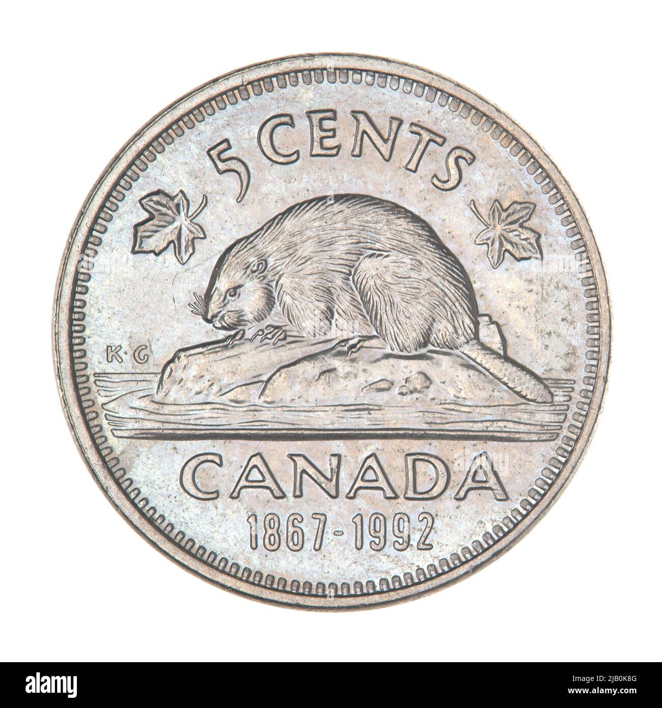 Canada, Elżbieta II (1952), 5 cents, Ottawa; 1992 confédération mennica Ottawa, DePédery Hunt, Dora (1913 2008), Shingles, Thomas (1903 1984), Kruger Gray, George Edward (1880 1943) Banque D'Images