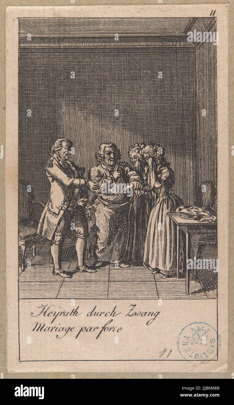 Heyrath à travers l'illustration forcée n° 11 (de 12) Thu le sujet Mostness à se marier et leurs conséquences [raisons pour les mariages et les effets], publié dans: Goettinger Taschen Calender de 1789, Bey Joh. CHR. Dietrich. (Copie) Unknown, Chodowiecki, Daniel Nikolaus (1726 1801) Banque D'Images