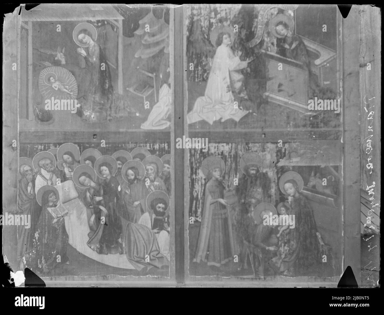 Église en bois de Ptaszkowa tous les Saints les ailes extérieures du triptyque gothique représentant la joie de Maria inconnue Banque D'Images