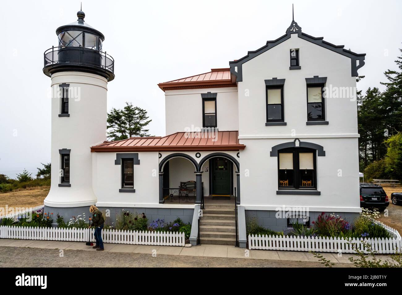 Île de Whidbey, WA, Etats-Unis - 20 août 2021: Centre d'interprétation du phare Admirality Head Banque D'Images