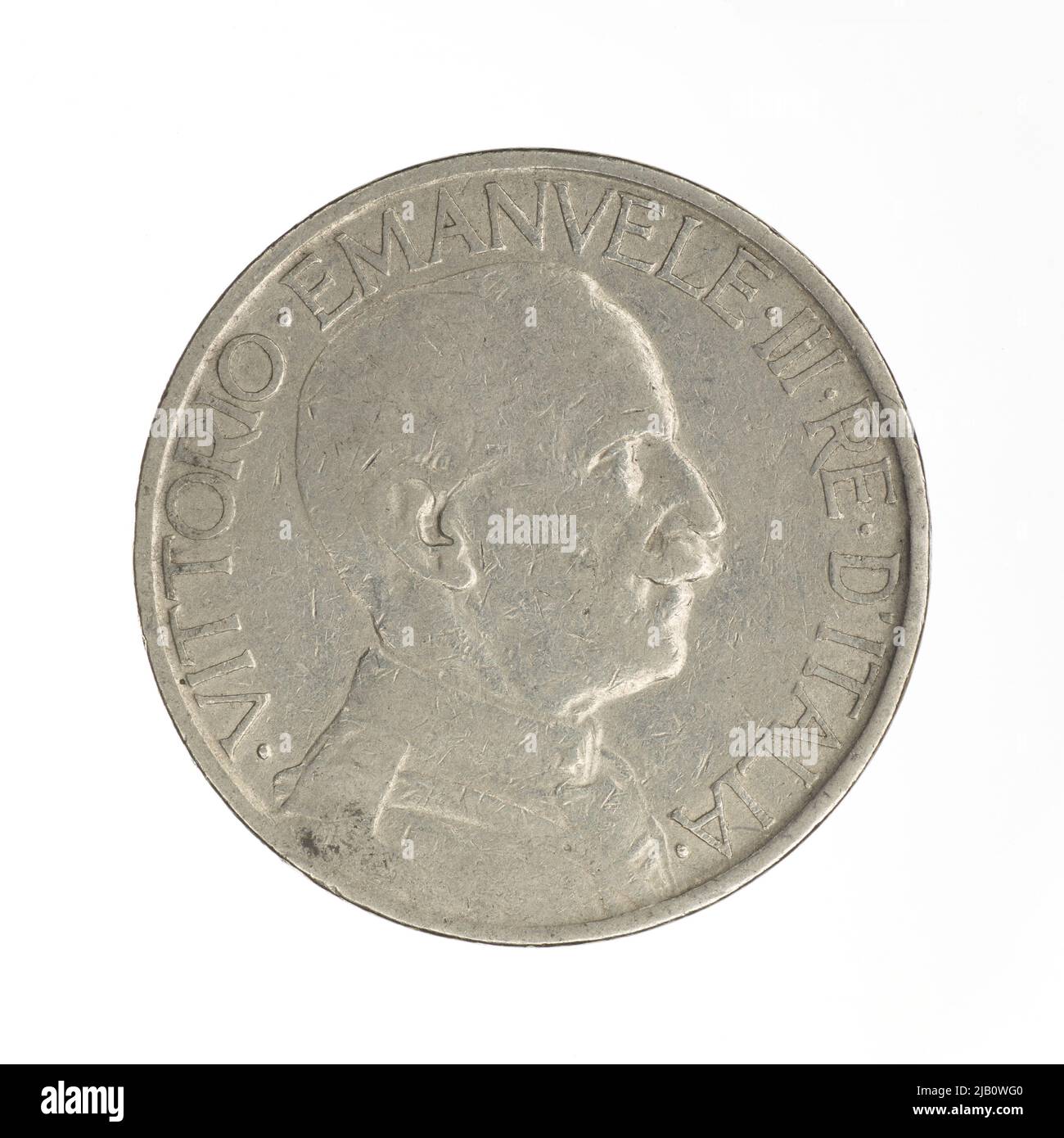 Wochy, Wiktor Emanuel III (1900 1946), 2 lire; 1923 Mennica Rzym, Motti, Attilio Silvio (1867 1935), Morbiducci, Publio (1889 1963) Banque D'Images