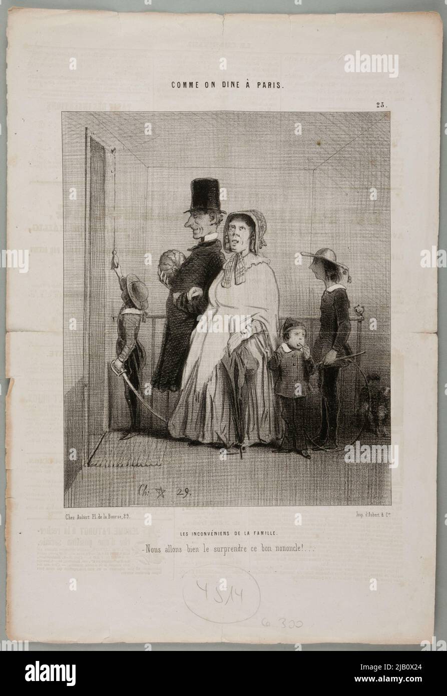 Les Unconvenèniens de la famille, litografia z Serii comme nous dînons à Paris W: Le Charivari Unknown, Aubert et Cie (fl. Ca 1840 1860) Banque D'Images