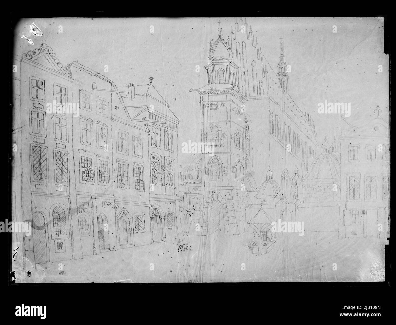 Kraków Dominican Square avec l'église dominicaine de la Sainte Trinité, vue à l'est inconnu Banque D'Images