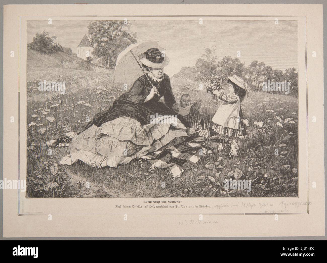 Une scène générique dans la prairie selon l'image de Gyuli Benczúr. Un clip d'un magazine allemand Walla, Józef (1844 CA 1907), Benczúr, Gyula (1844 1920) Banque D'Images