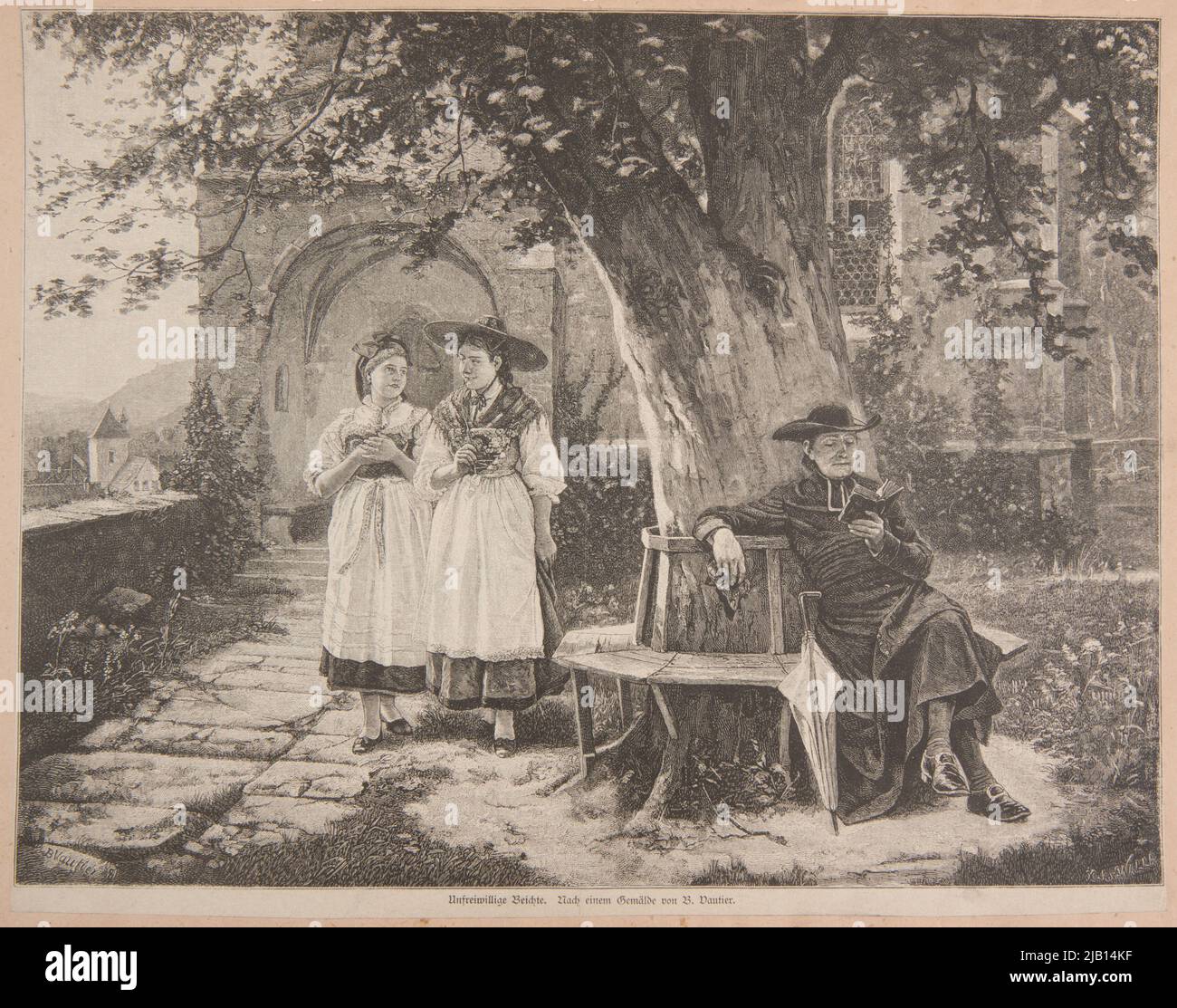 Confession malgré la volonté selon l'image de Benjamin Vautier. Un clip d'un magazine allemand Walla, Józef (1844 ca 1907), Vautier, Benjamin (1829 1896) Banque D'Images