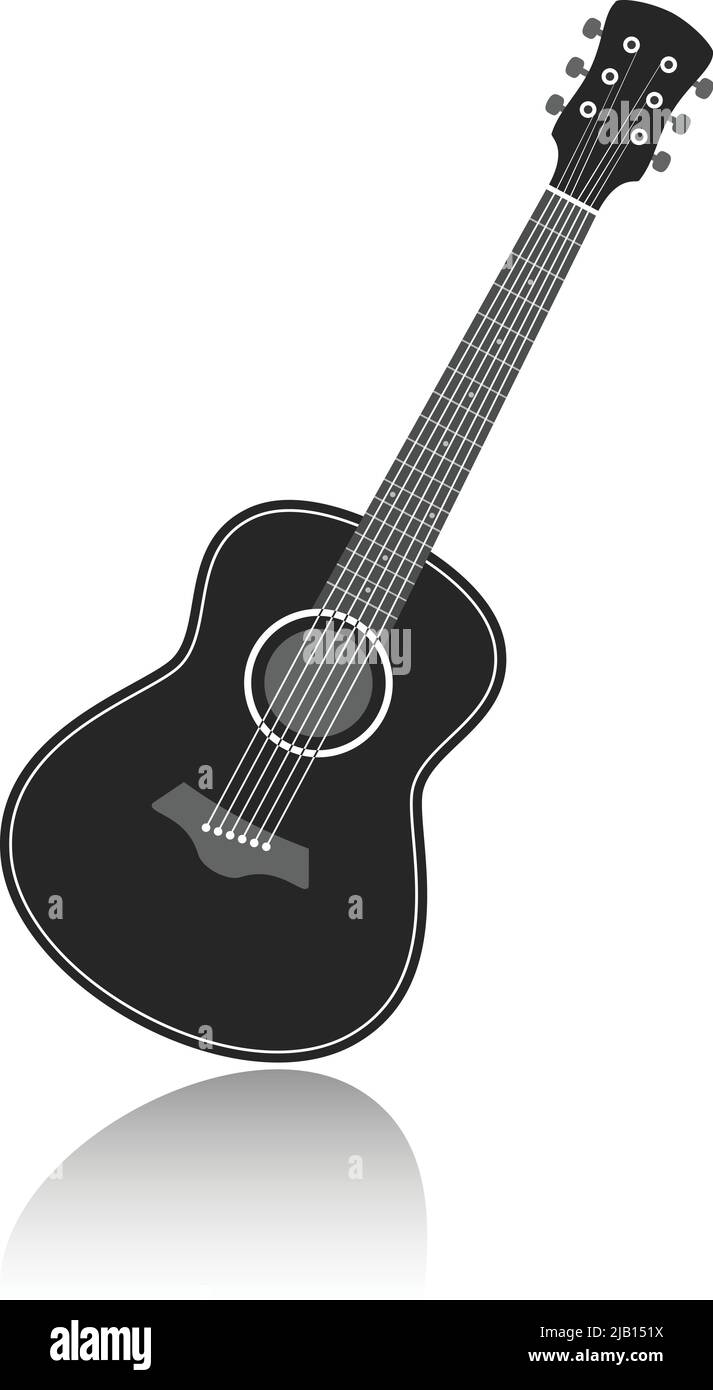 Guitare musique acoustique monochrome symbole vector illustration Illustration de Vecteur