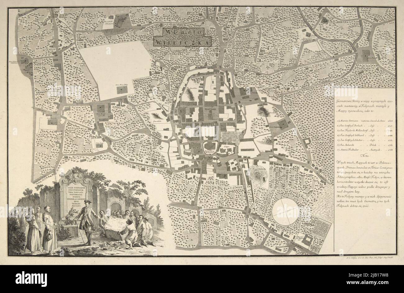 Plan de la ville de Wieliczka Nilson, Johann Esaias (1721 1788) Banque D'Images