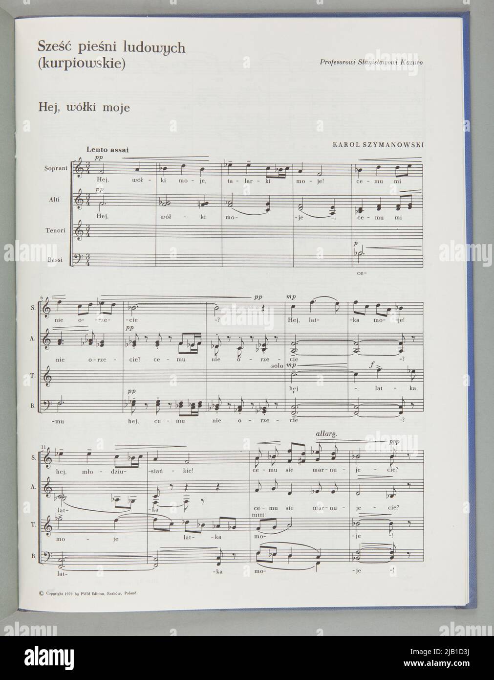 Notes six chansons folkloriques pour un chœur mixte a cappella (Kurpiowski) Szymanowski, Karol (1882 1937) Banque D'Images