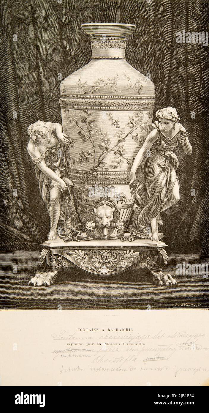 Une fontaine rafraîchissante faite par Charles Christofle. Magazine français Christofle, Charles (1805 1863), prison, G. (N.N.) Banque D'Images