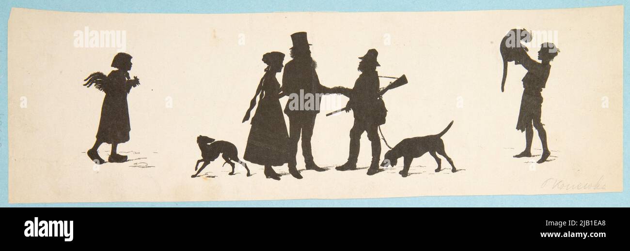 Trois scènes de silhouette de la série sur la rue. Un fragment de la brochure allemande pour les jeunes et les vieux Kunz, A. (1857 1929), FEWAKA, PAW (N. NN.) C. (DRC) Banque D'Images